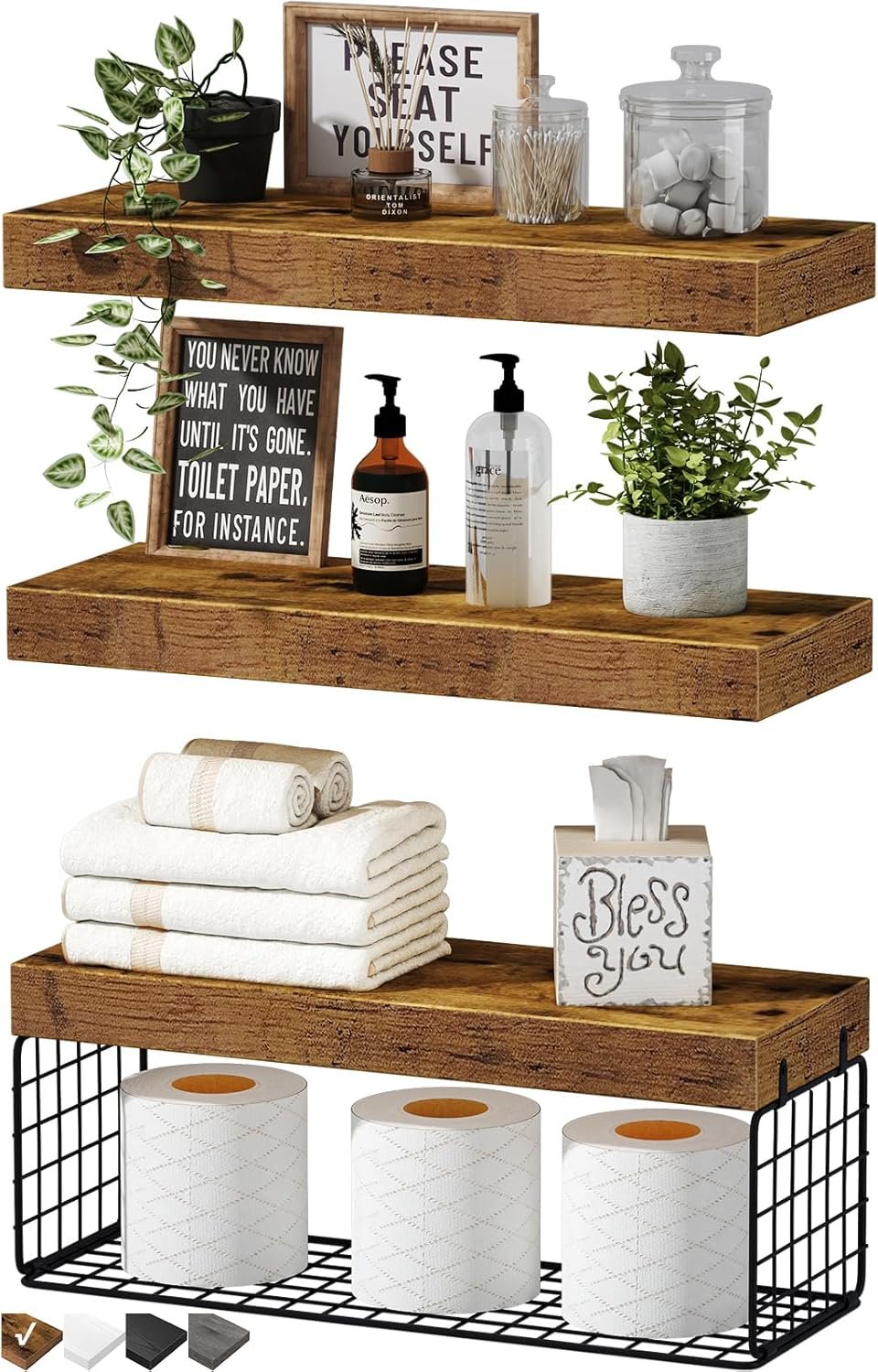 Maximize Space with QEEIG Rustic Bathroom Shelves: Stylish Over-Toilet Storage Solutions